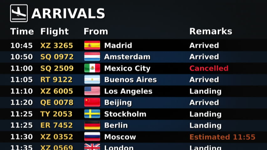 flight arrival and departure times